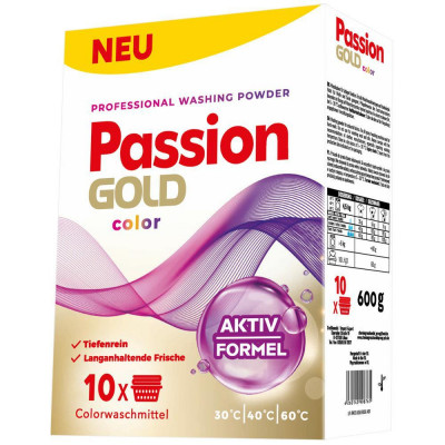 Пральний порошок Passion Gold Color 600 гр, для кольорової білизни, 10 циклів прання, картон (4260145998938)