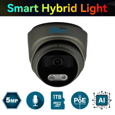 IP-відеокамера 5 Мп SEVEN IP-7215PA-DL black 2,8 мм з розумним подвійним підсвічуванням
