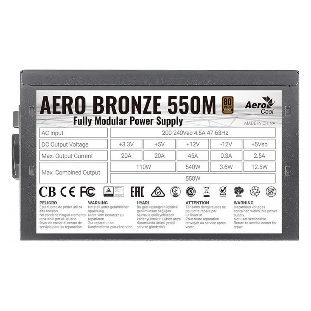 Блок живлення AeroCool Aero Bronze 550M Fully Modular (ACPB-AR55AEC.1M) 550W
