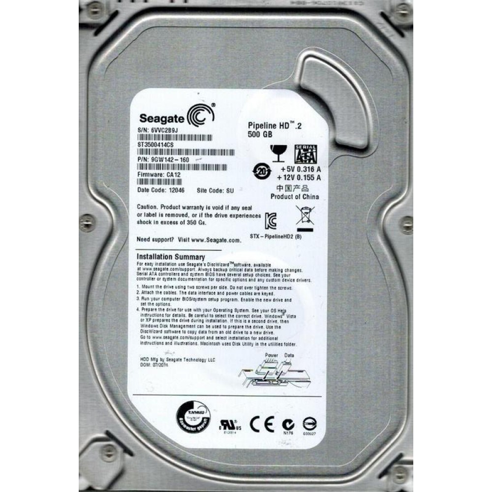 Накопитель HDD SATA 500GB Seagate Pipeline HD 5900rpm 16MB (ST3500414CS) Ref