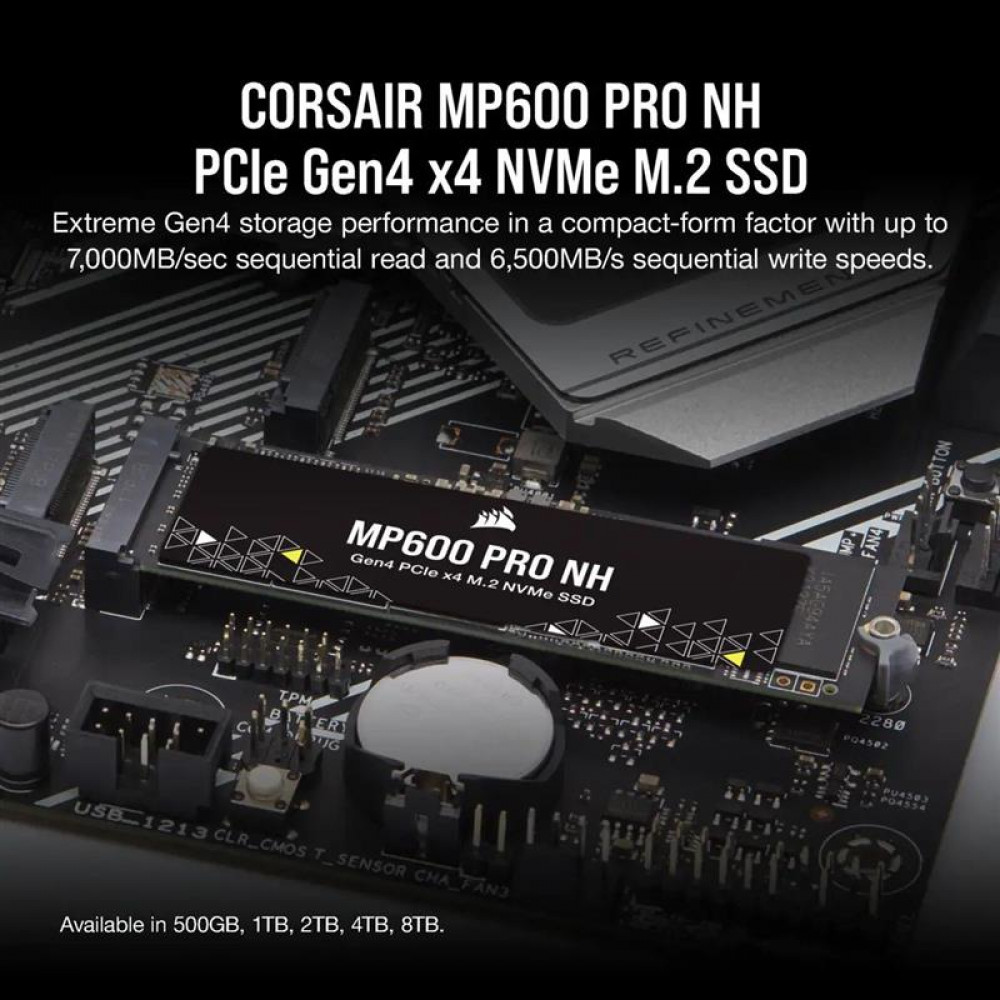 Накопитель SSD 1TB M.2 NVM Corsair MP600 Pro NH M.2 2280 PCIe Gen4.0 x4 3D TLC (CSSD-F1000GBMP600PNH)