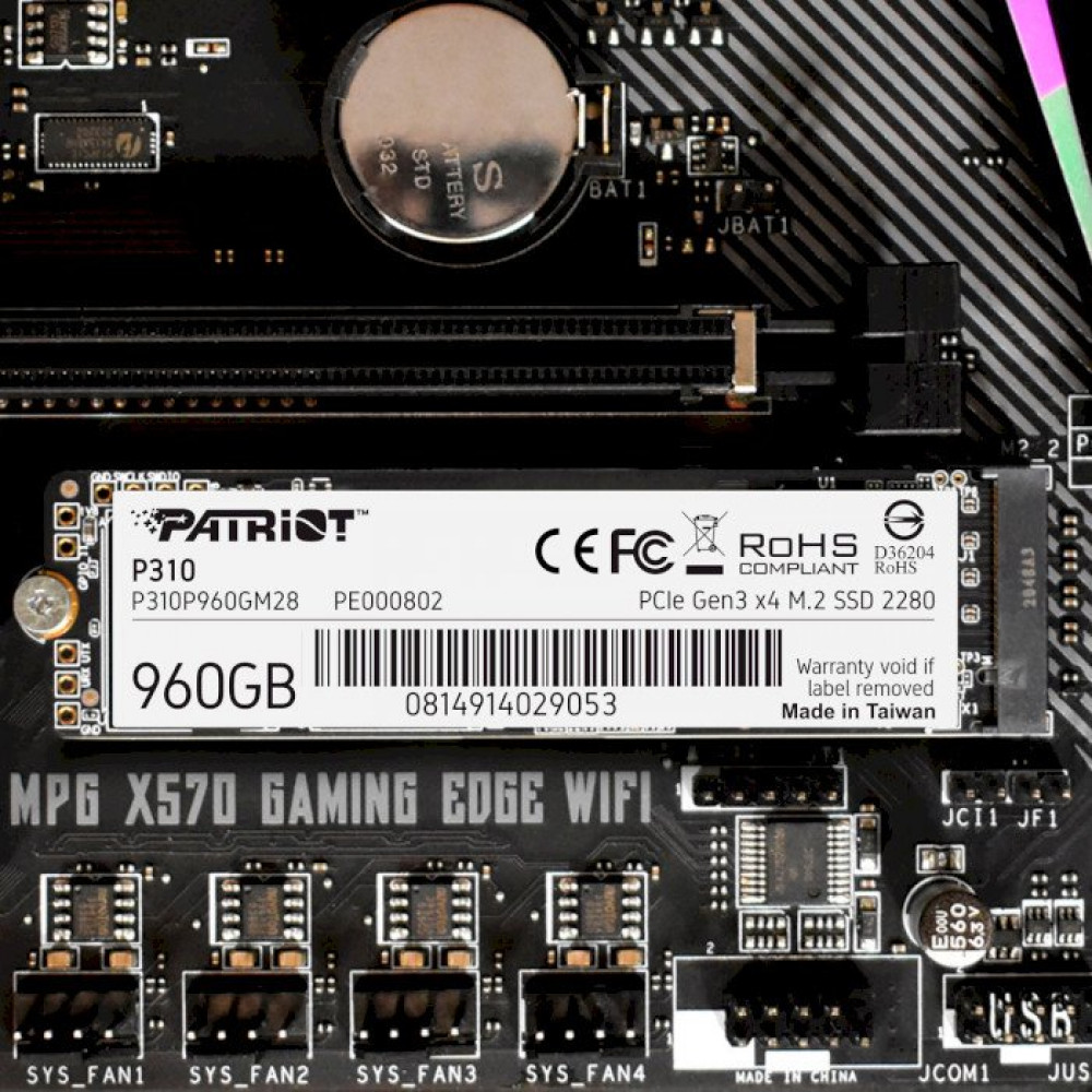 Накопитель SSD 960GB Patriot P310 M.2 2280 PCIe NVMe 3.0 x4 TLC (P310P960GM28)