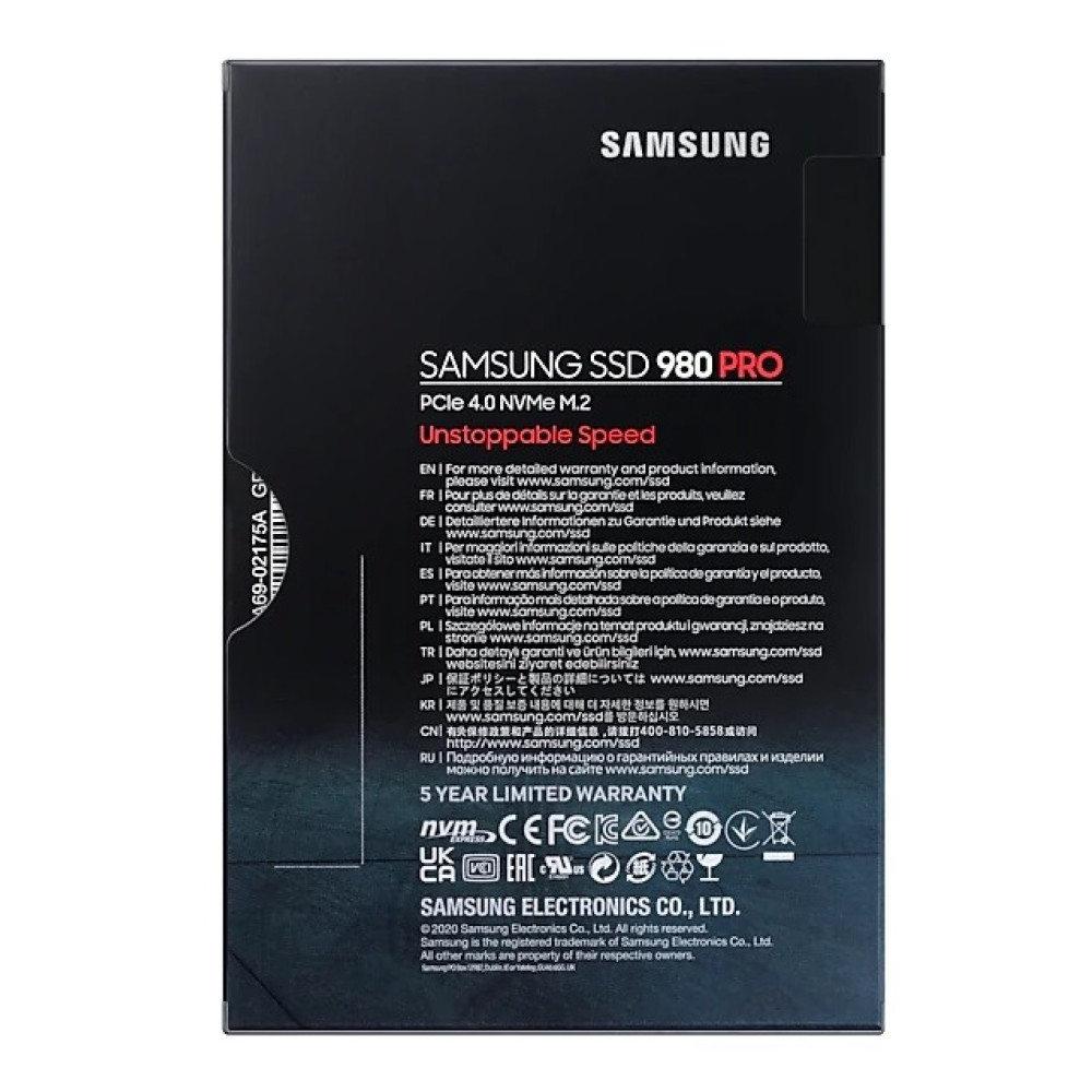 Накопитель SSD 500GB Samsung 980 PRO M.2 PCIe 4.0 x4 NVMe V-NAND MLC (MZ-V8P500BW)