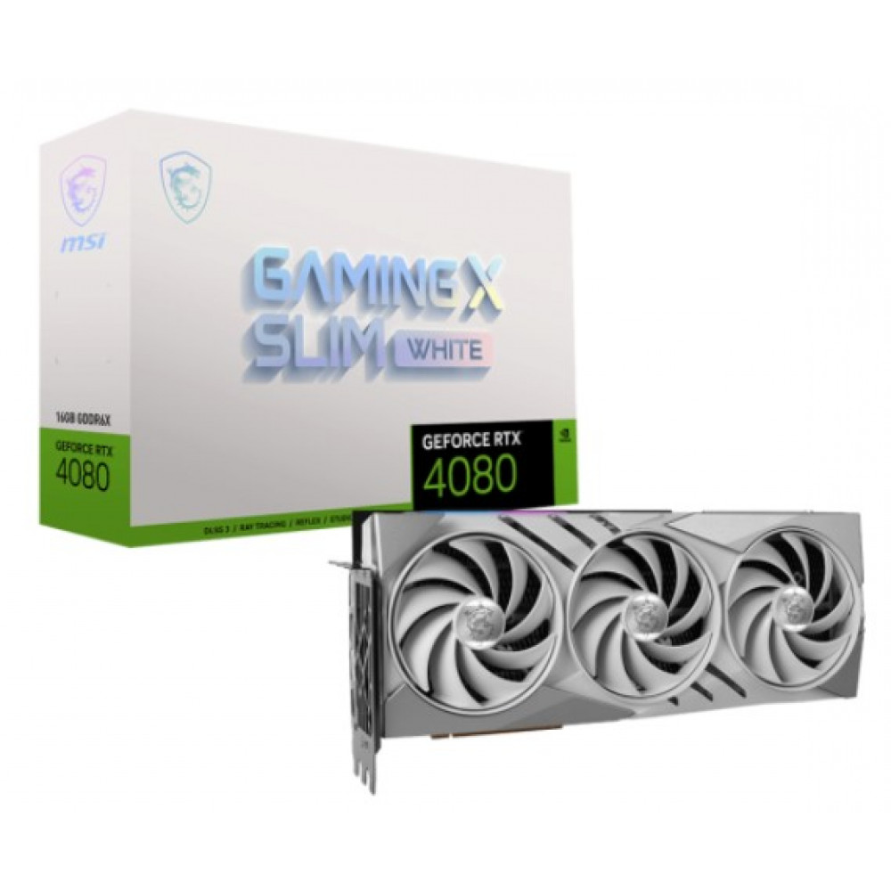 Відеокарта GF RTX 4080 16GB GDDR6X Gaming X Slim White MSI (GeForce RTX 4080 16GB GAMING X SLIM WHITE)