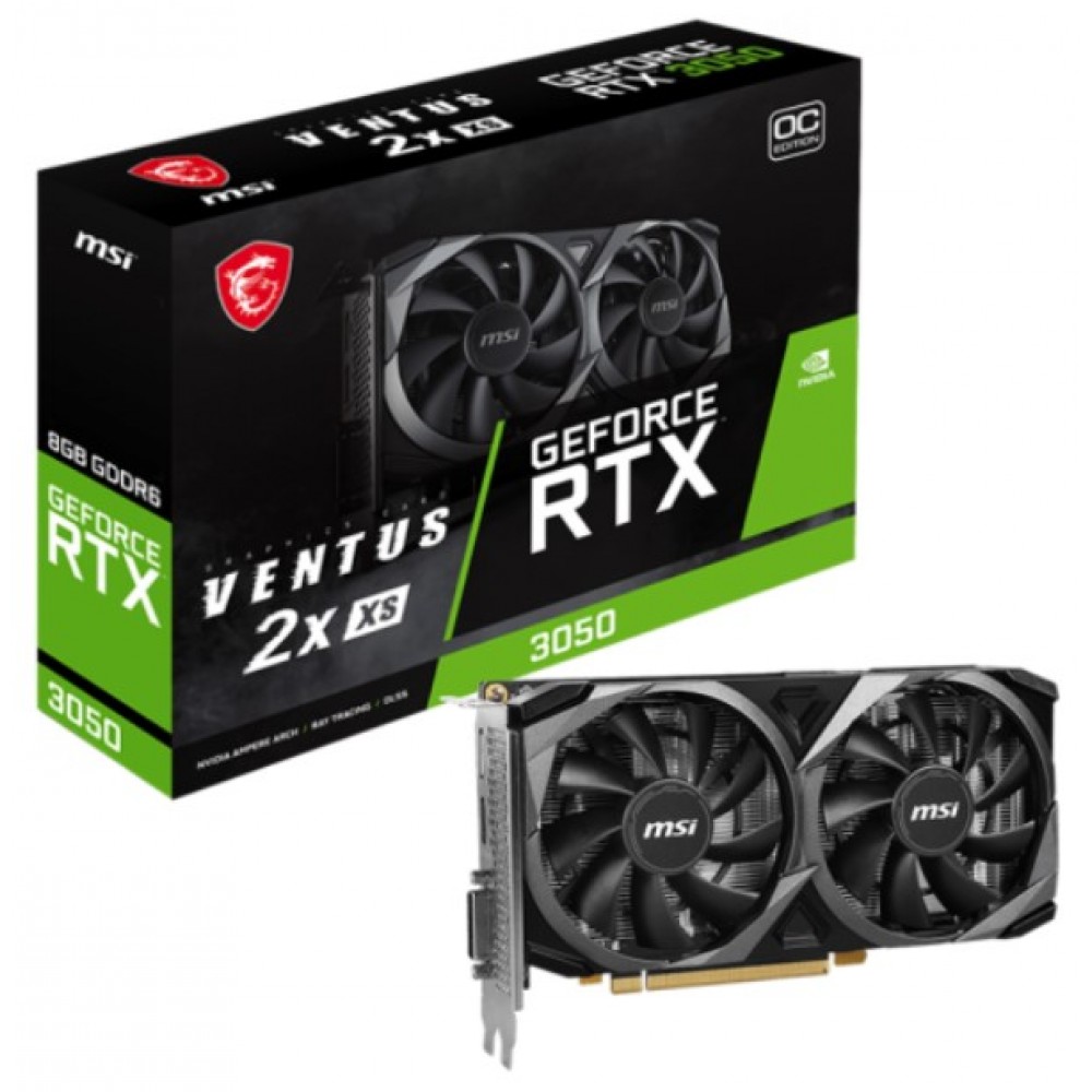 Відеокарта GF RTX 3050 8GB GDDR6 Ventus 2X XS MSI (GeForce RTX 3050 VENTUS 2X XS 8G)