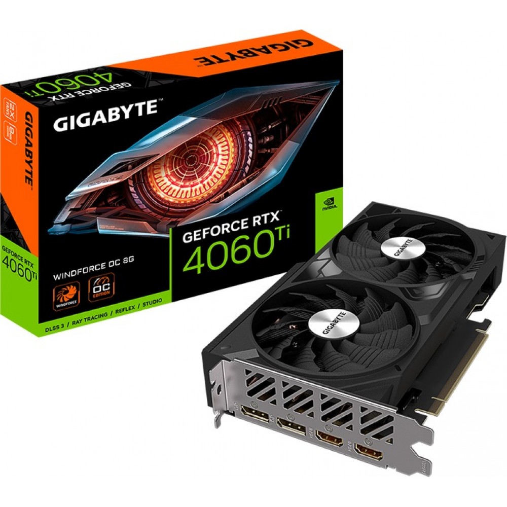 Відеокарта GF RTX 4060 Ti 8GB GDDR6 Windforce OC Gigabyte (GV-N406TWF2OC-8GD)