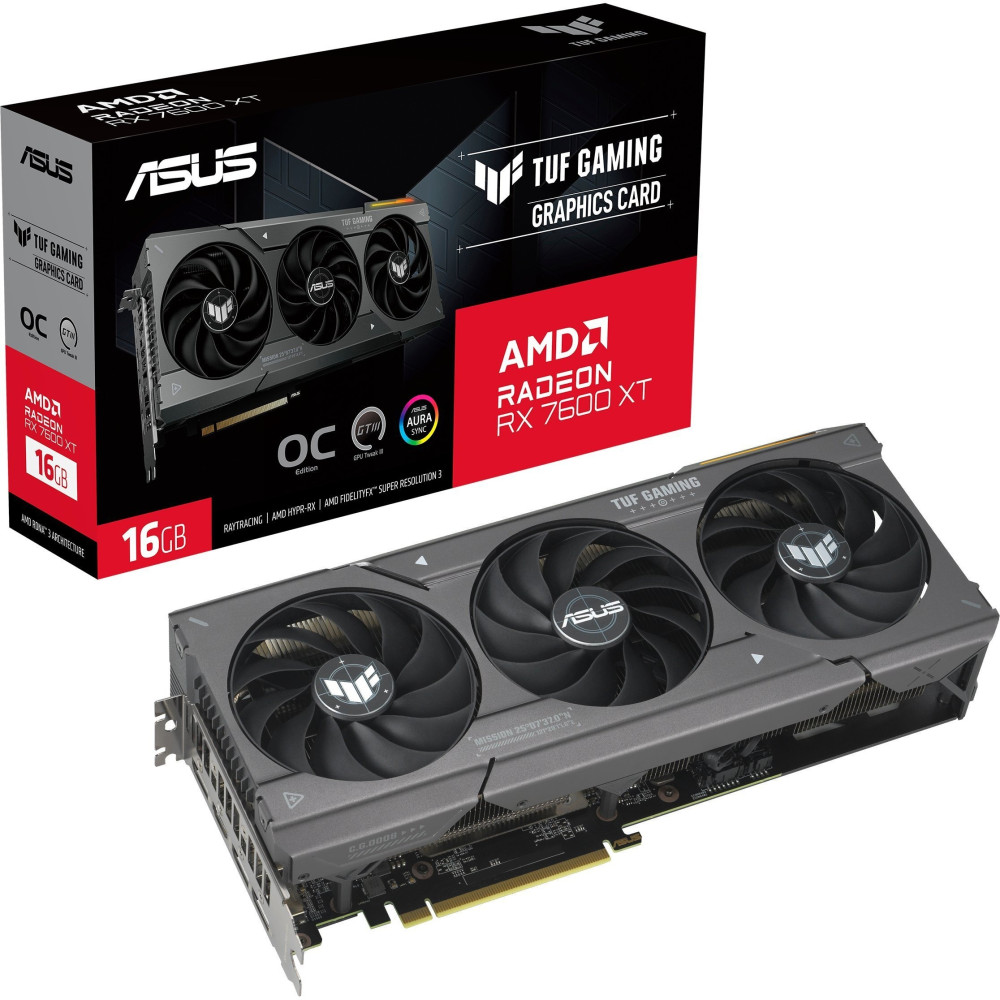 Видеокарта AMD Radeon RX 7600 XT 16GB GDDR6 TUF Gaming OC Asus (TUF-RX7600XT-O16G-GAMING)