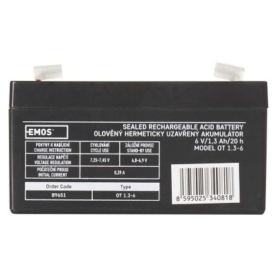 Аккумуляторная батарея Emos B9651 6V 1.3AH (FAST.4.7 MM) AGM