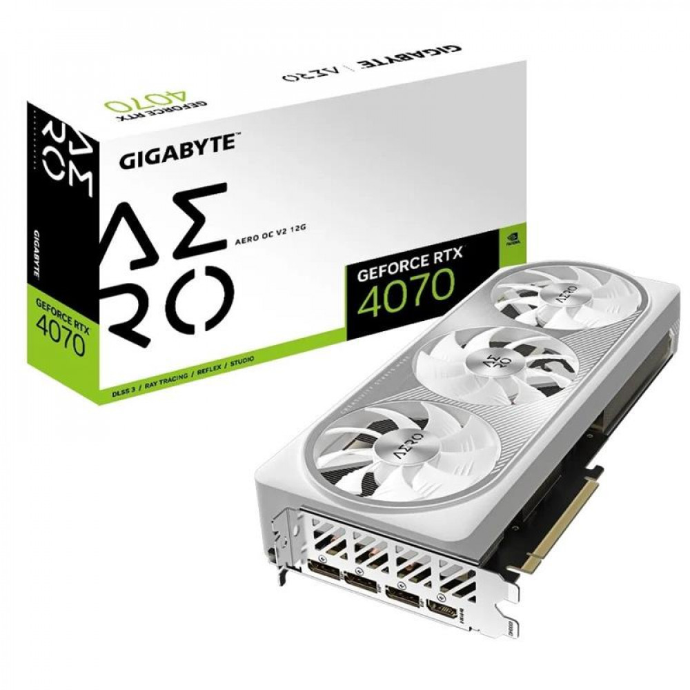 Видеокарта GF RTX 4070 12GB GDDR6X Aero OC V2 Gigabyte (GV-N4070AERO OCV2-12GD)
