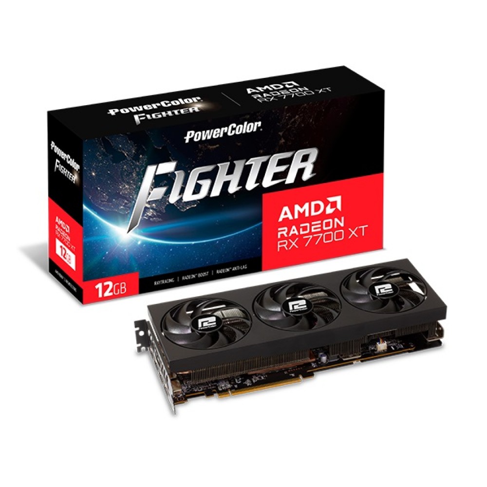 Видеокарта AMD Radeon RX 7700 XT 12GB GDDR6 Fighter PowerColor (RX 7700 XT 12G-F/OC)