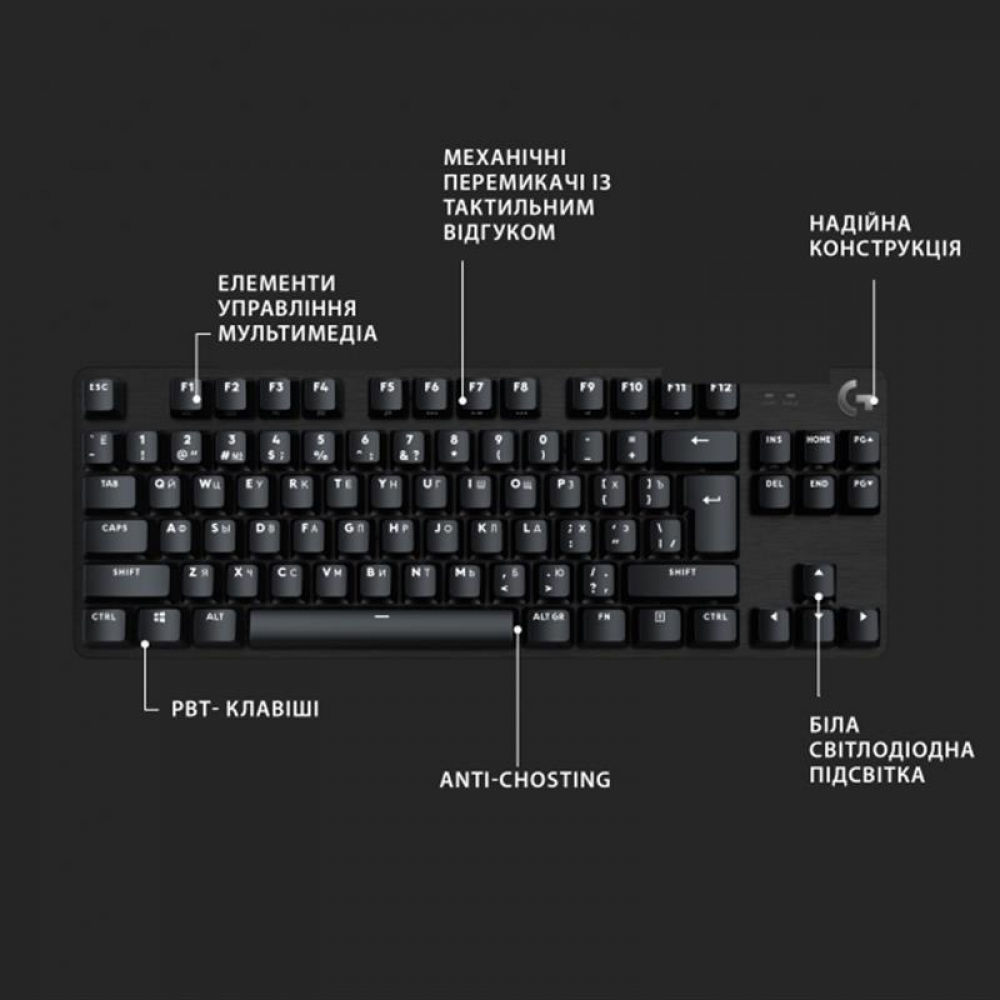 Клавиатура Logitech G413 TKL SE Corded Mechanical Gaming Keyboard Black (920-010446)