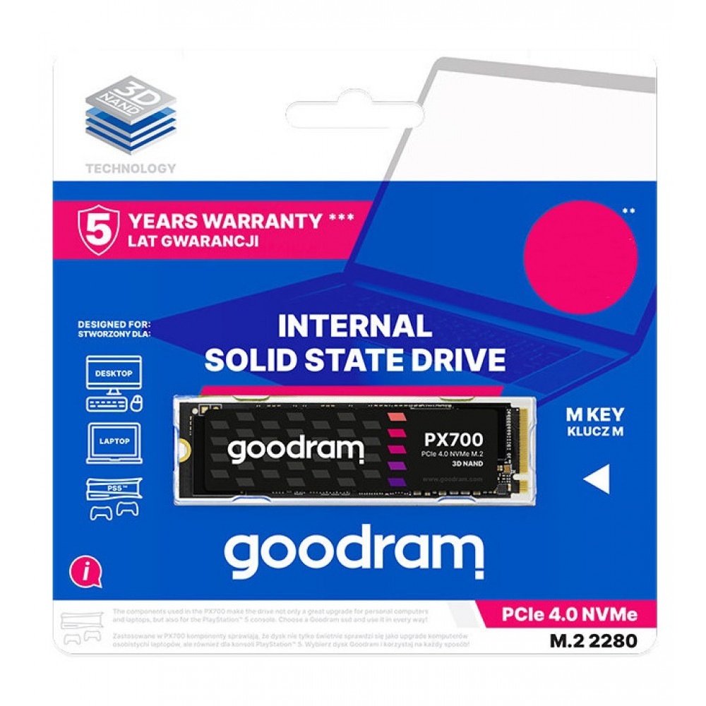 Накопитель SSD 2TB Goodram PX700 M.2 2280 PCIe 4.0 x4 NVMe 3D NAND (SSDPR-PX700-02T-80)