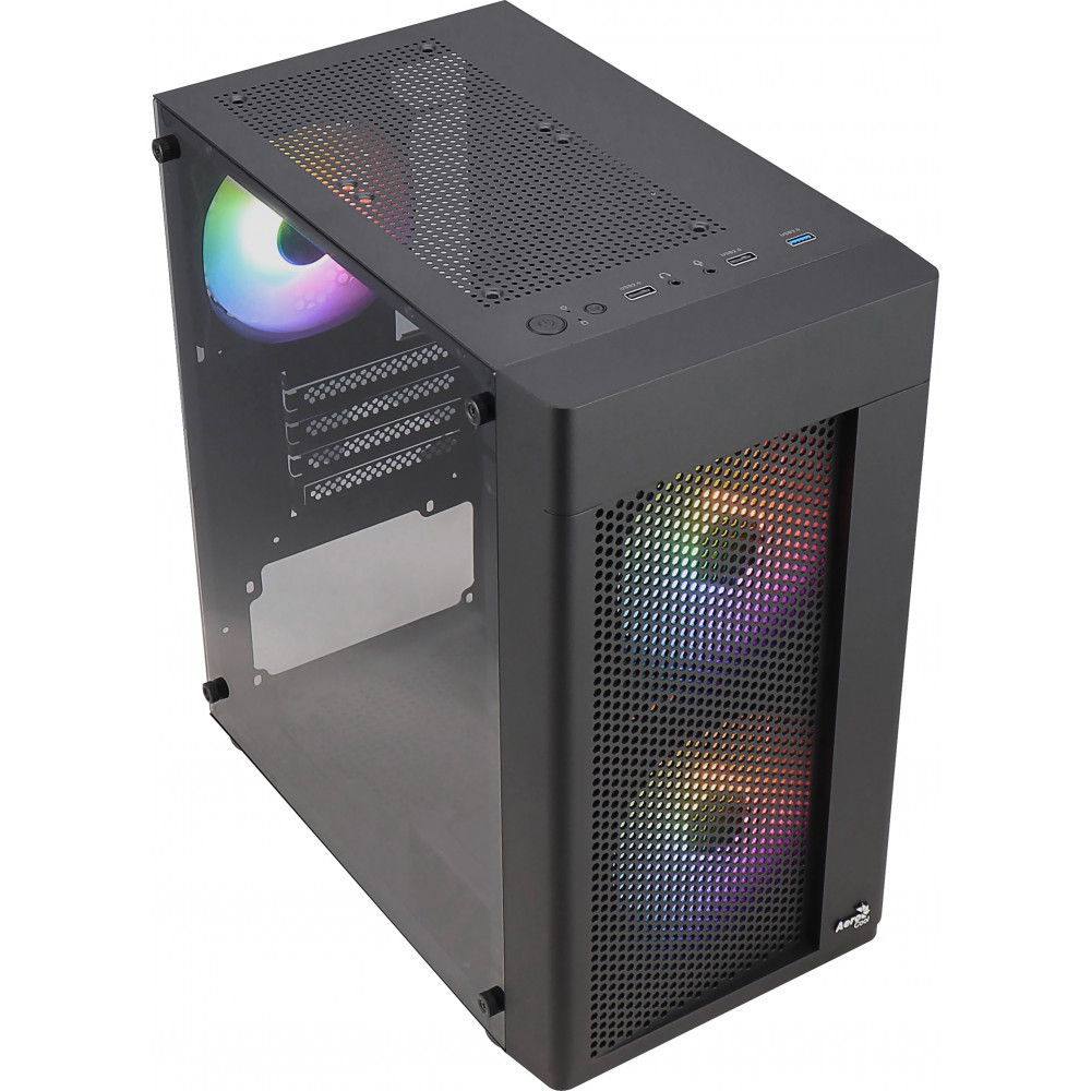 Корпус AeroCool Hexform-G-BK-v2 (ACCX-PV38002.11) Black + БП VX Plus 500 500W
