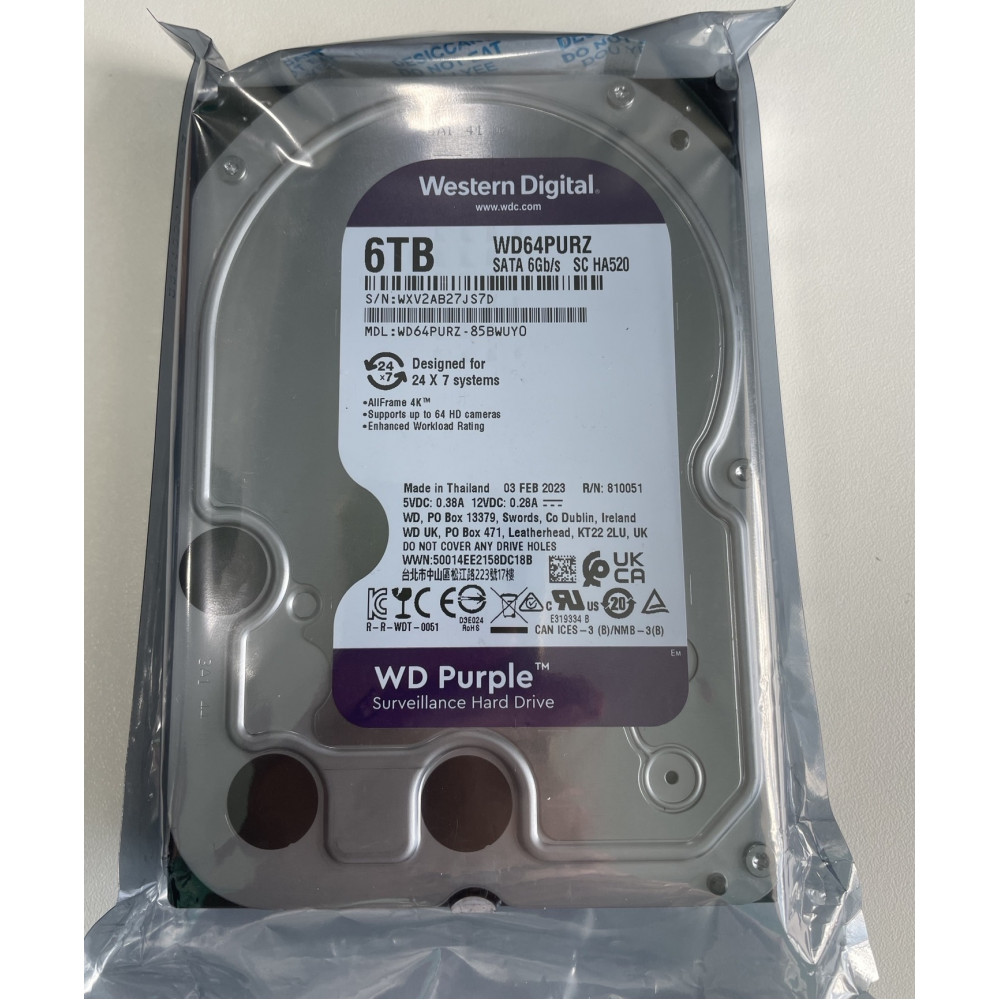 Накопичувач HDD SATA 6.0TB WD Purple 5400rpm 256MB (WD64PURZ)