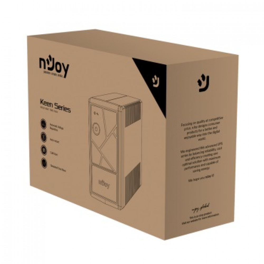 ИБП Njoy Keen 800 (UPLI-LI080KU-CG01B) Lin.int., AVR, 2 x евро, USB, пластик
