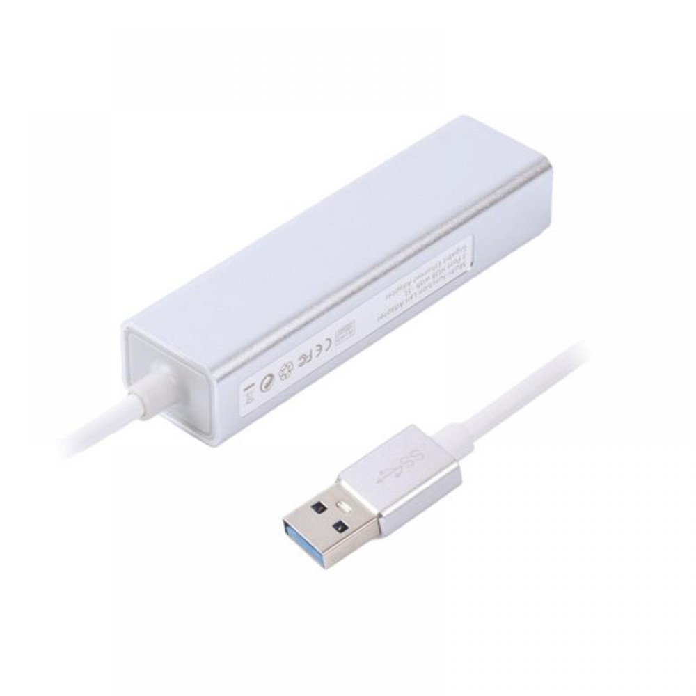 Концентратор USB Maxxter 3хUSB3.0, RJ-45, метал, Grey (NEAH-3P-01)