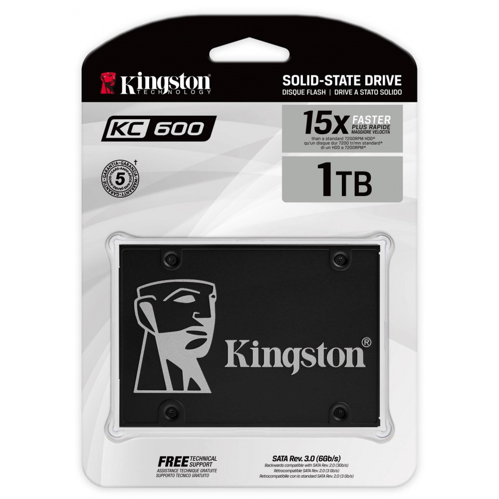 Накопитель SSD 1TB Kingston KC600 2.5" SATAIII 3D TLC (SKC600/1024G)