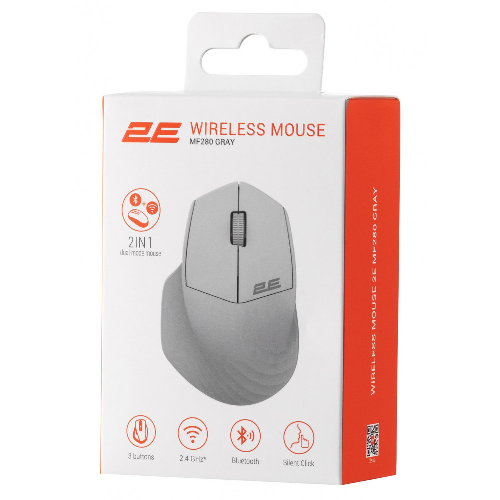 Мышь беспроводная 2E MF280 Silent Gray (2E-MF280WGR)