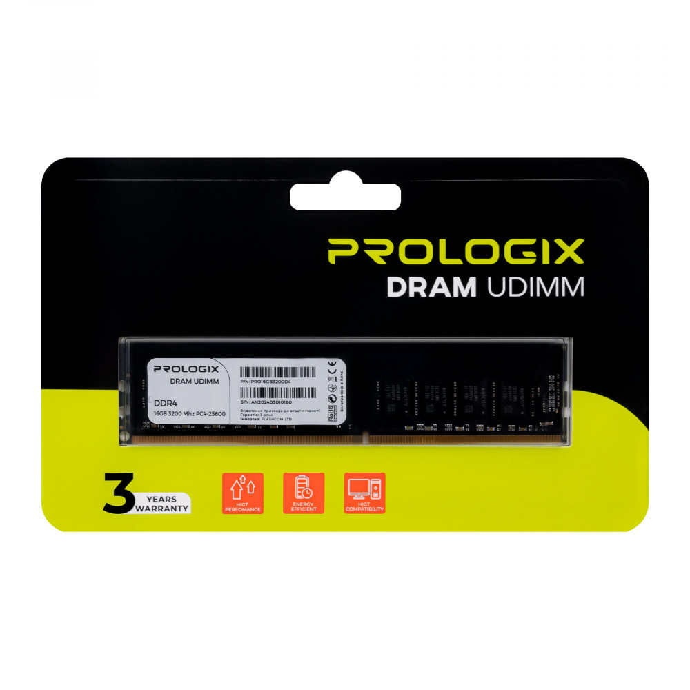 Модуль памяти DDR4 16GB/3200 Prologix (PRO16GB3200D4)