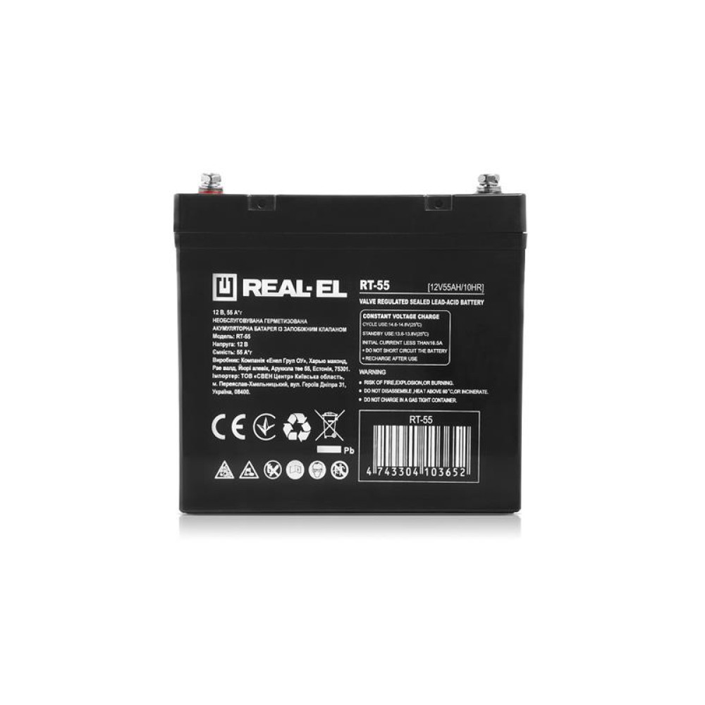 Акумуляторна батарея REAL-EL 12V 55AH (EL122220002) AGM