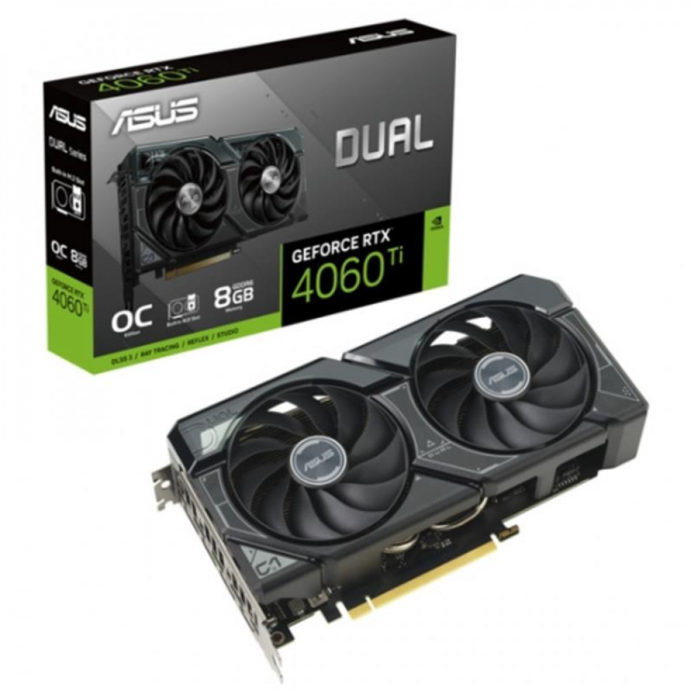 Видеокарта GF RTX 4060 Ti 8GB GDDR6 Dual OC SSD Asus (DUAL-RTX4060TI-O8G-SSD)