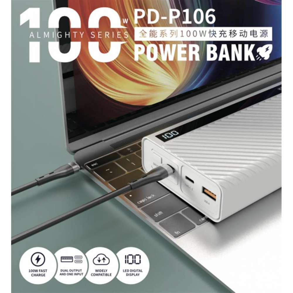 Універсальна мобільна батарея Proda PD-P106 30000mAh White (PD-P106-WH)