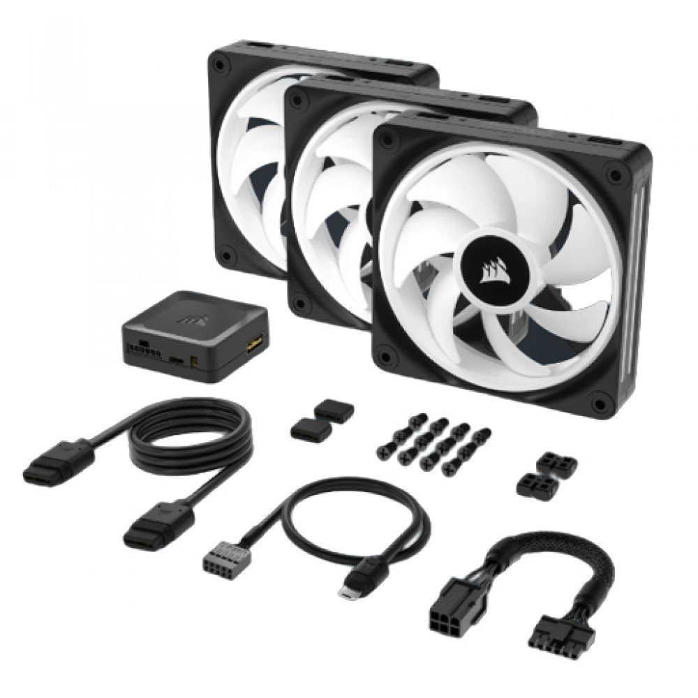 Вентилятор Corsair iCUE Link QX120 RGB PWM PC Fans Starter Kit with iCUE Link System Hub (CO-9051002-WW)