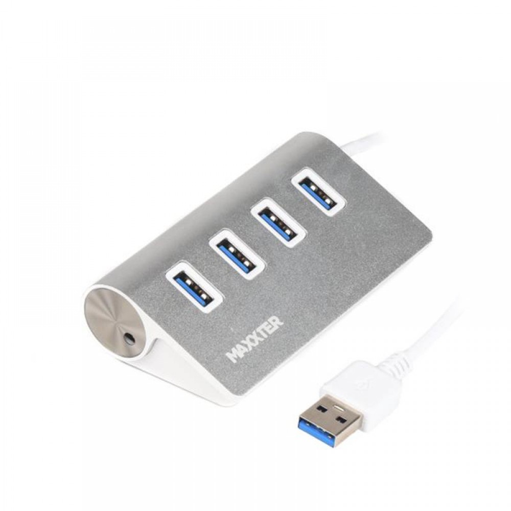 Концентратор USB 3.0 Maxxter 4хUSB3.0 Silver (HU3A-4P-01)