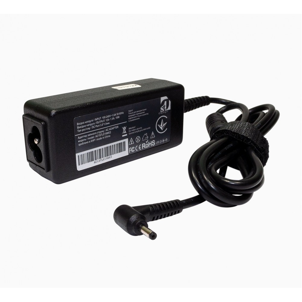 Адаптер питания 1StCharger для ноутбука Lenovo 12V 18W 1.5A 3.0х1.0мм (AC1STLE18WE2)