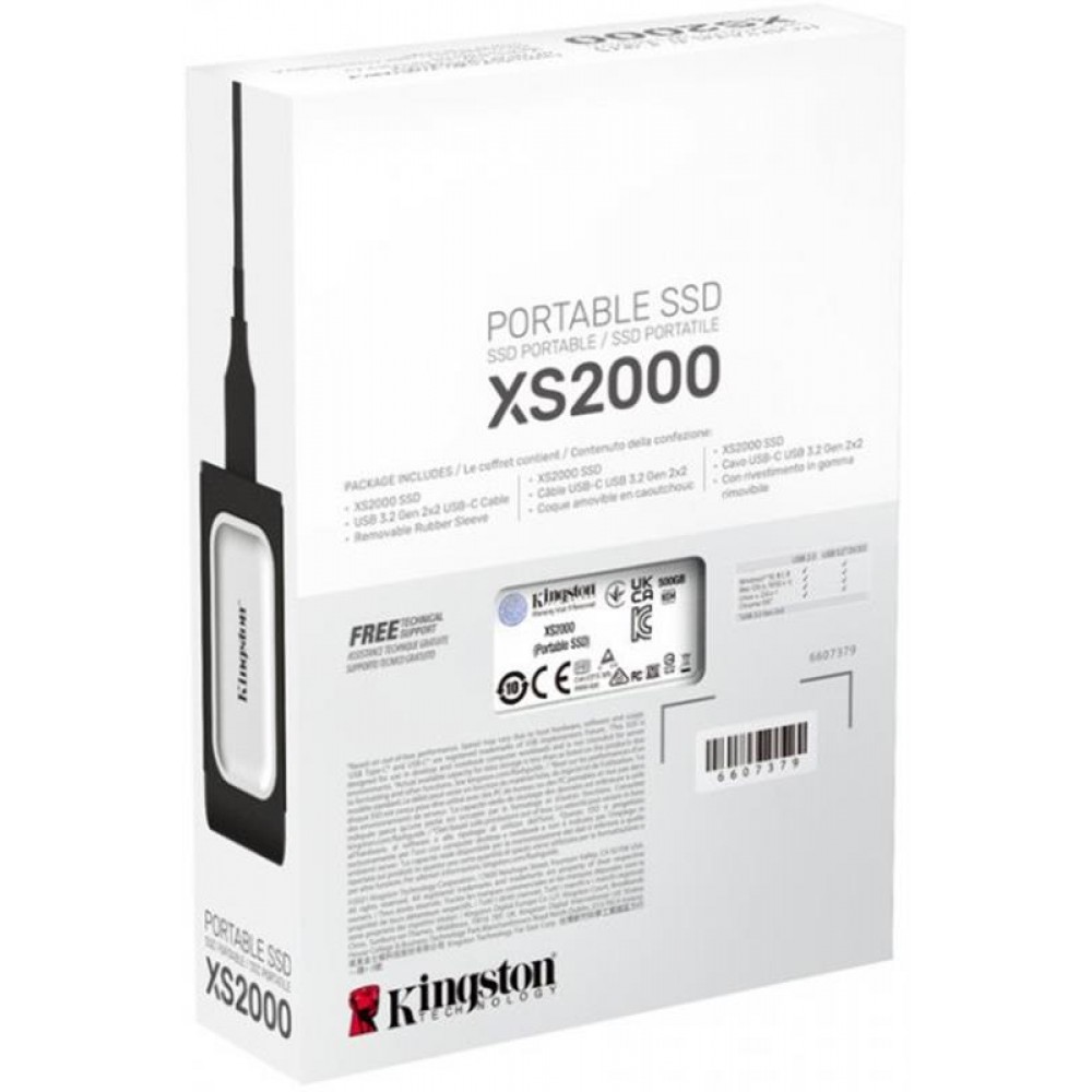 Накопичувач зовнішній SSD Portable USB 500GB Kingston XS2000 Silver (SXS2000/500G)