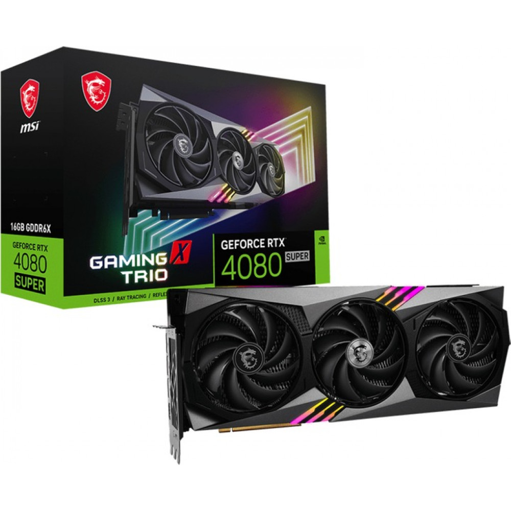 Відеокарта GF RTX 4080 Super 16GB GDDR6X Gaming X Trio MSI (GeForce RTX 4080 SUPER 16G GAMING X TRIO)