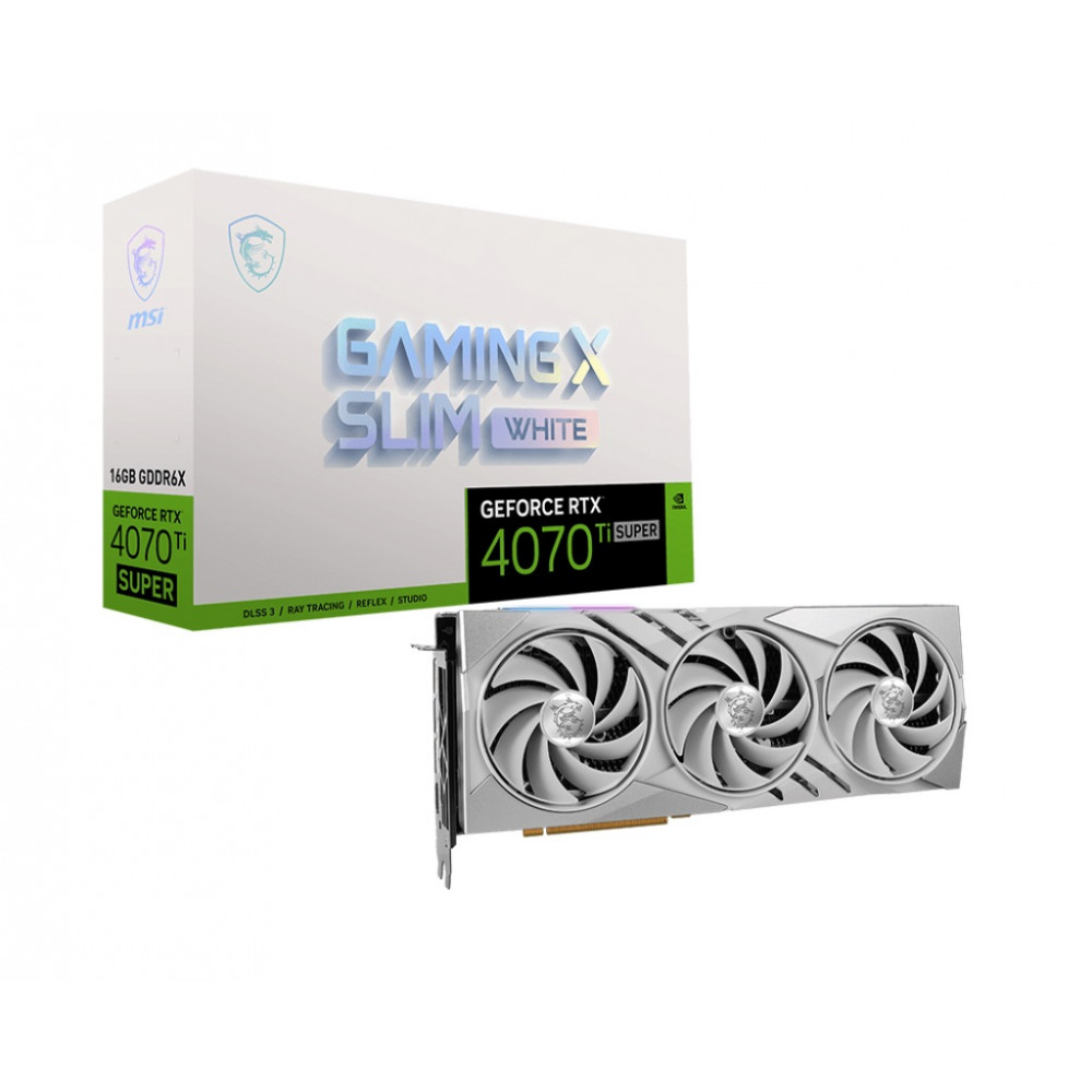 Видеокарта GF RTX 4070 Ti Super 16GB GDDR6X Gaming X Slim White MSI (GeForce RTX 4070 Ti Super 16G GAMING X SLIM WHITE)