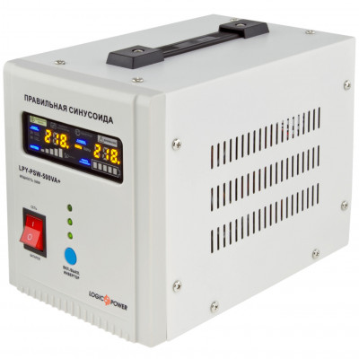 ДБЖ LogicPower LPY-PSW-500VA+, Lin.int., AVR, 2 x евро, LCD, метал, з правильною синусоїдою 12V