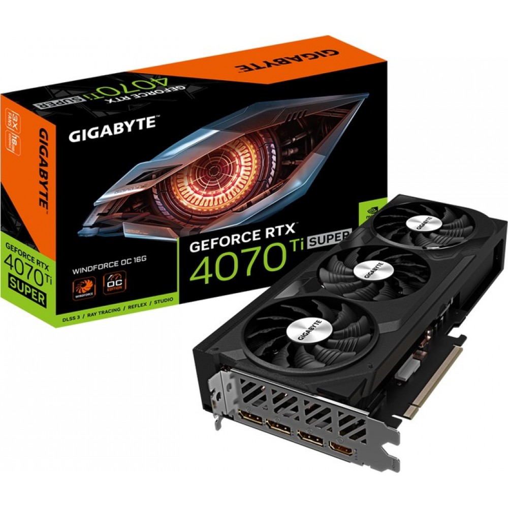 Відеокарта GF RTX 4070 Ti Super 16GB GDDR6X Windforce OC Gigabyte (GV-N407TSWF3OC-16GD)