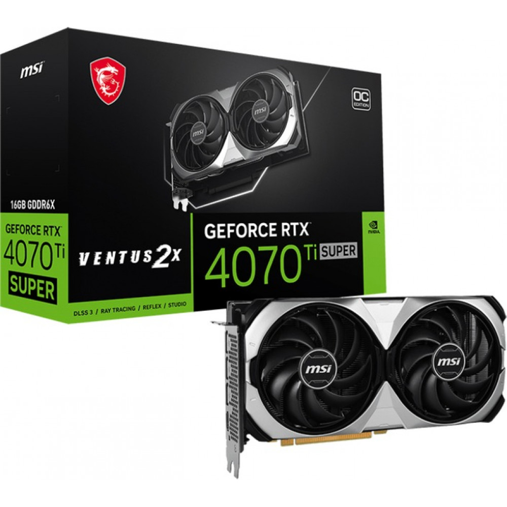 Видеокарта GF RTX 4070 Ti Super 16GB GDDR6X Ventus 2X OC MSI (GeForce RTX 4070 Ti Super 16G VENTUS 2X OC)