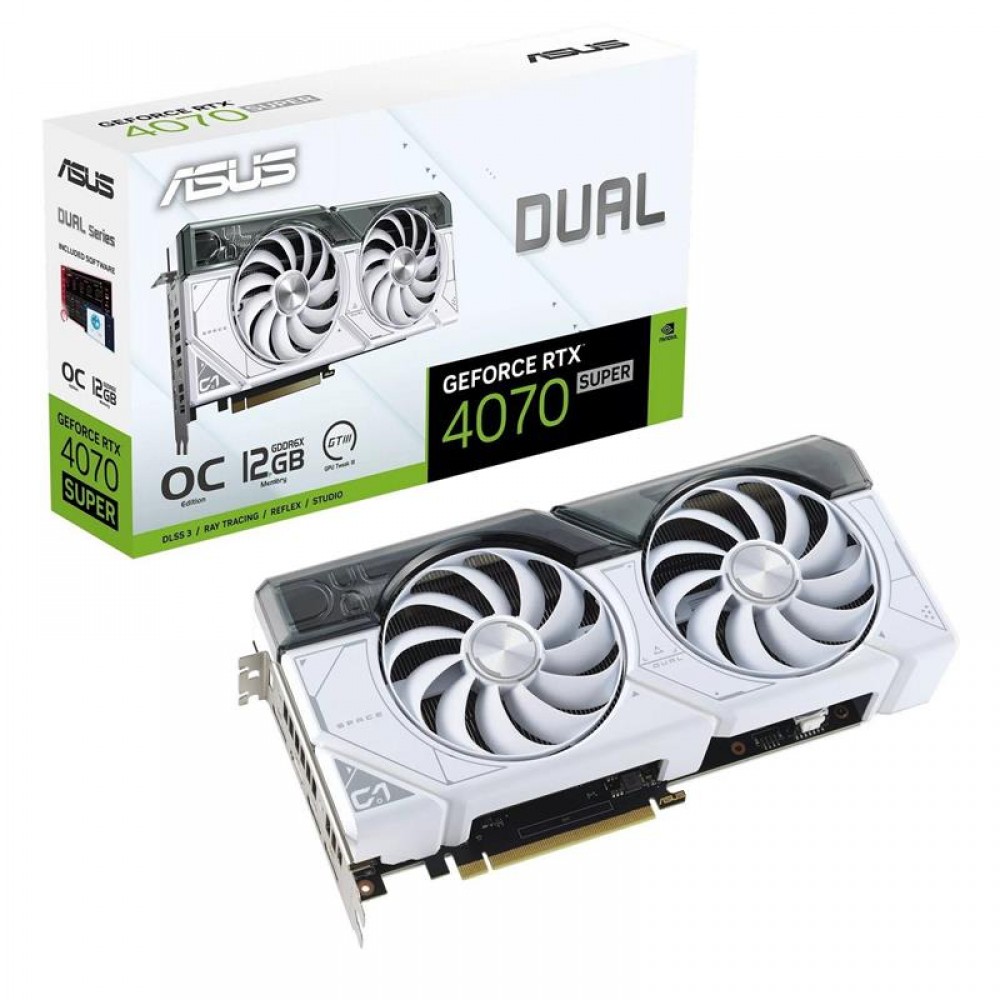 Видеокарта GF RTX 4070 Super 12GB GDDR6X Dual OC White Asus (DUAL-RTX4070S-O12G-WHITE)