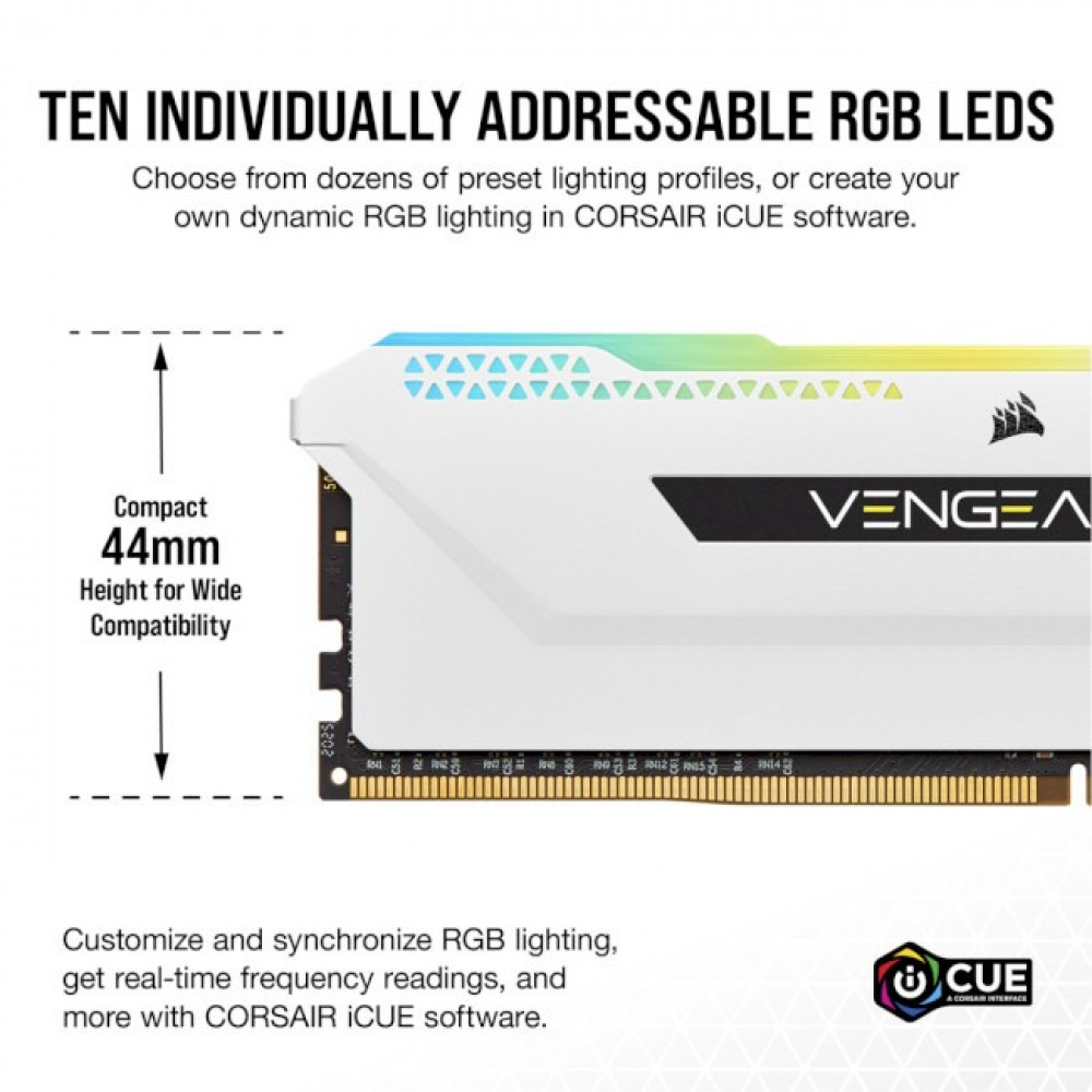 Модуль памяти DDR4 2x16GB/3200 Corsair Vengeance RGB Pro SL White (CMH32GX4M2E3200C16W)