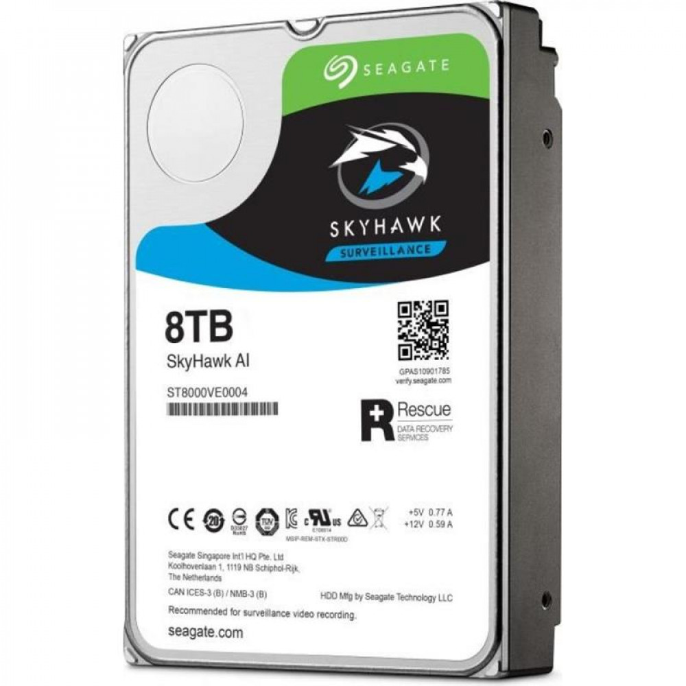 Накопитель HDD SATA 8.0TB Seagate SkyHawk AI Surveillance 7200rpm 256MB (ST8000VE001)