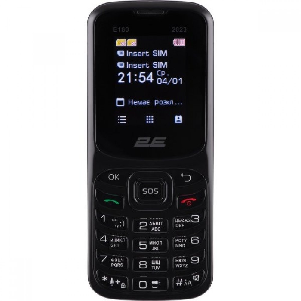 Мобiльний телефон 2E E180 2023 Dual Sim Black (688130251044)