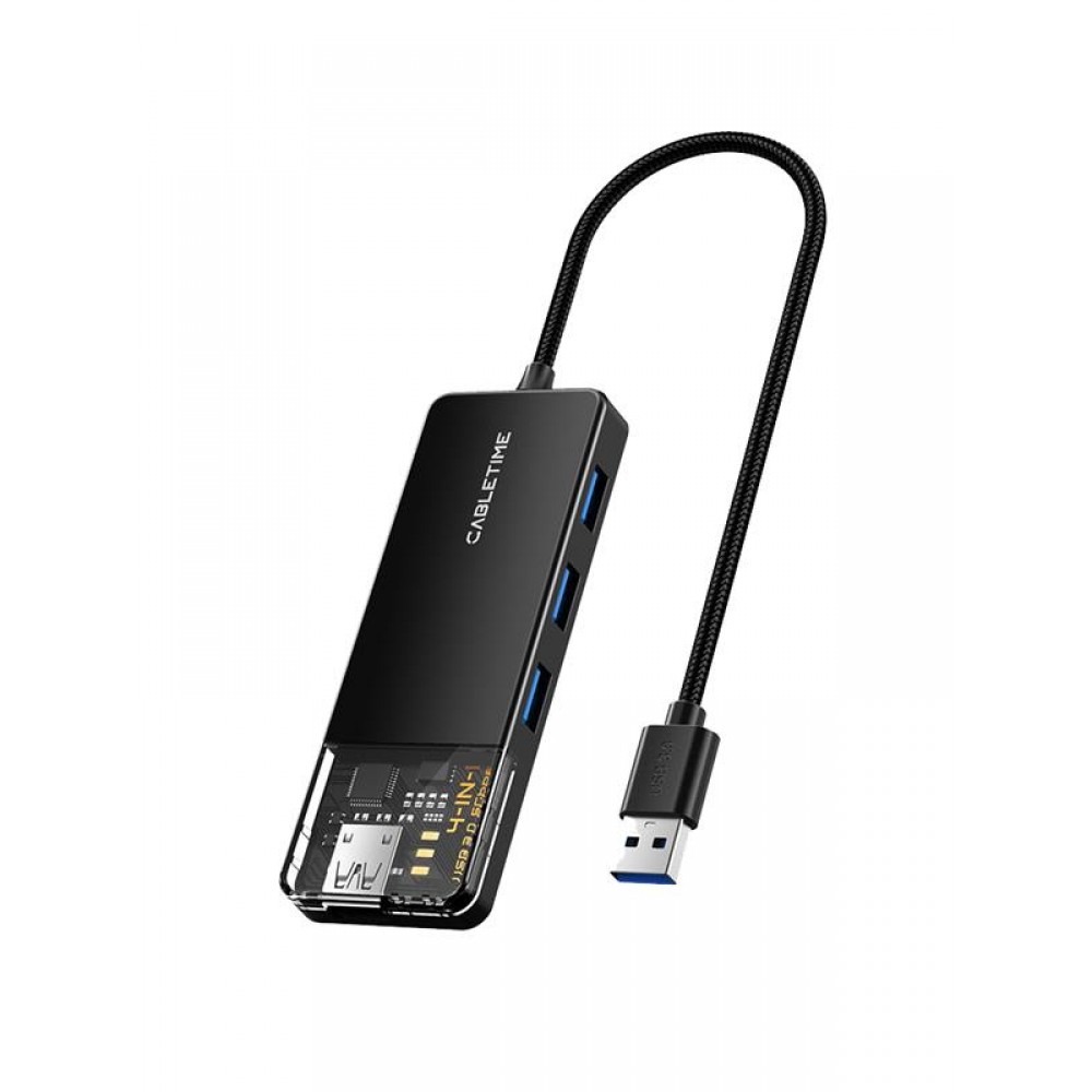 Концентратор Cabletime USB – 4 Port USB 3.0, 5Gbps, 0.15 m (CB01B)