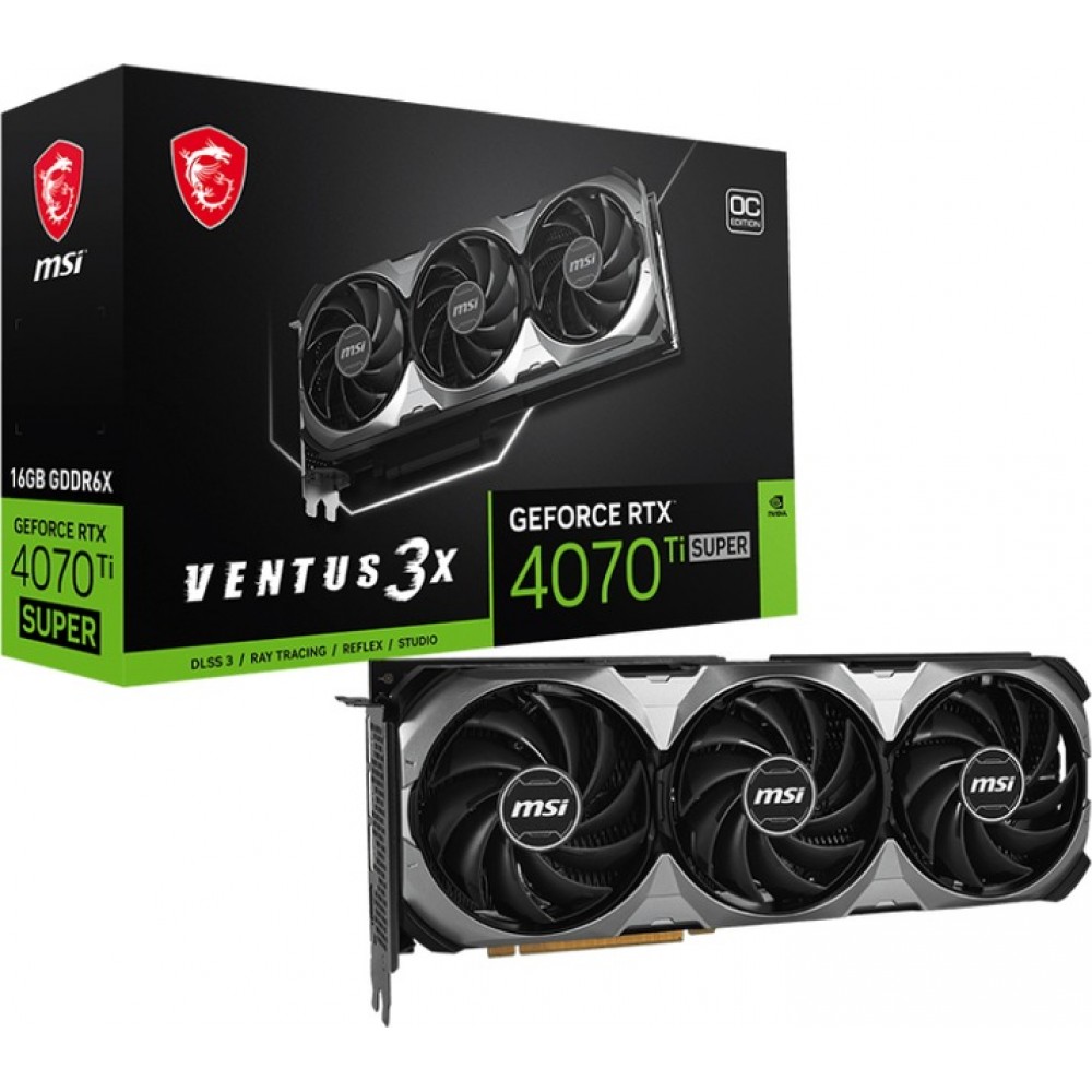 Видеокарта GF RTX 4070 Ti Super 16GB GDDR6X Ventus 3X OC MSI (GeForce RTX 4070 Ti SUPER 16G VENTUS 3X OC)