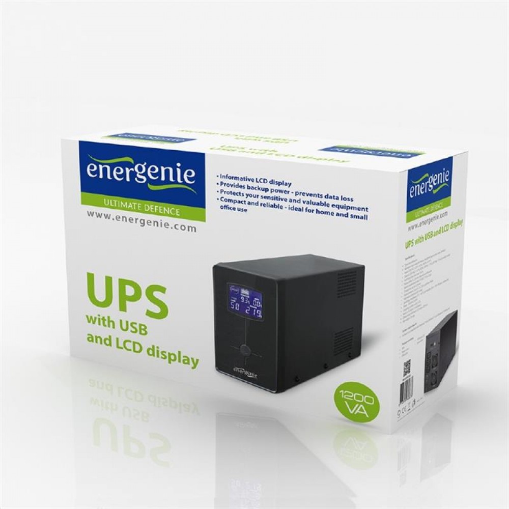 ДБЖ EnerGenie EG-UPS-033 1200VA LCD, USB, метал