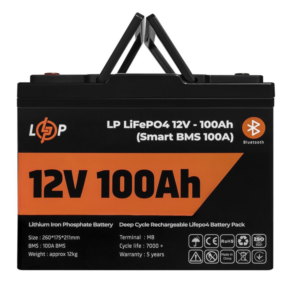 Акумуляторна батарея LogicPower 12V 100 AH (1280Wh) для ДБЖ (Smart BMS 100А) LiFePO4