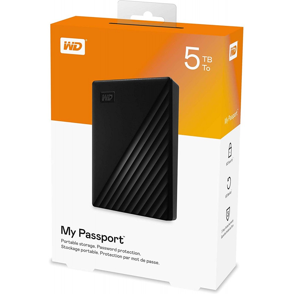 Внешний жесткий диск 2.5" USB 5.0TB WD My Passport Black (WDBPKJ0050BBK-WESN)