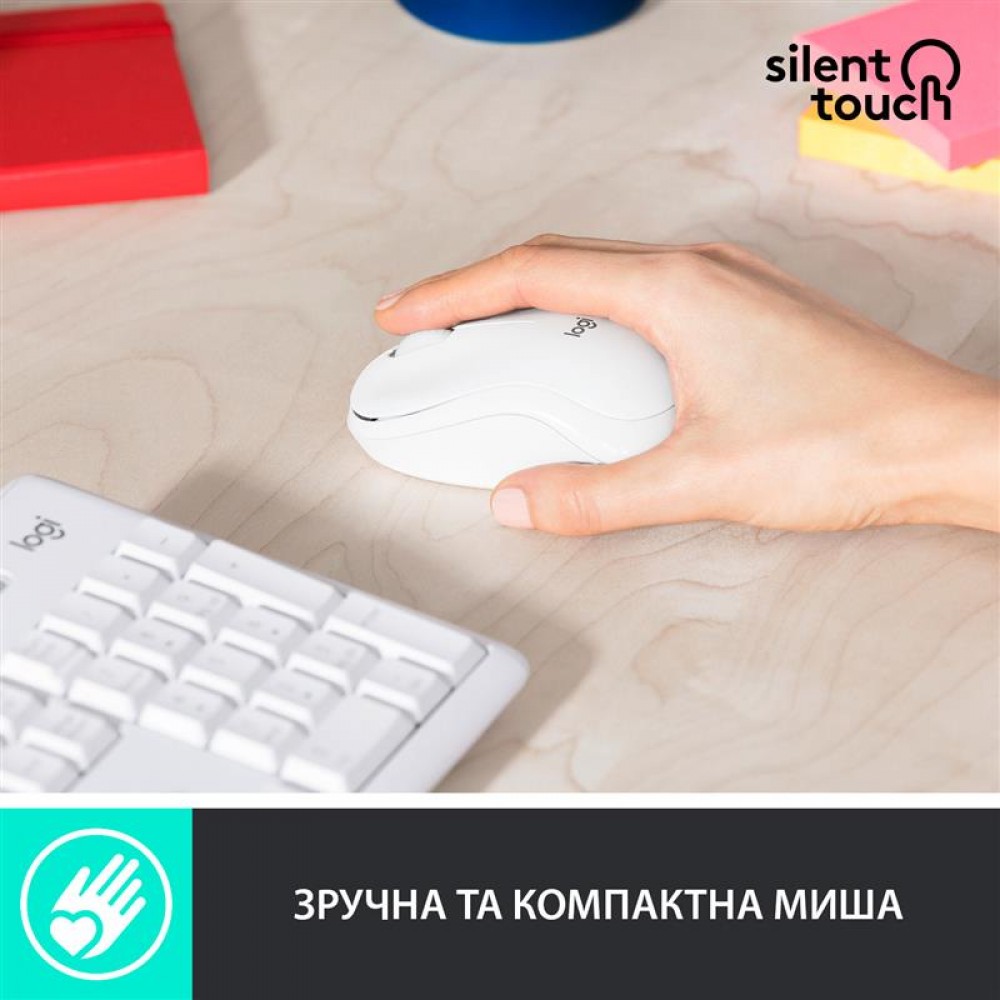 Комплект (клавiатура, миша) бездротовий Logitech MK295 Combo White USB (920-009824)