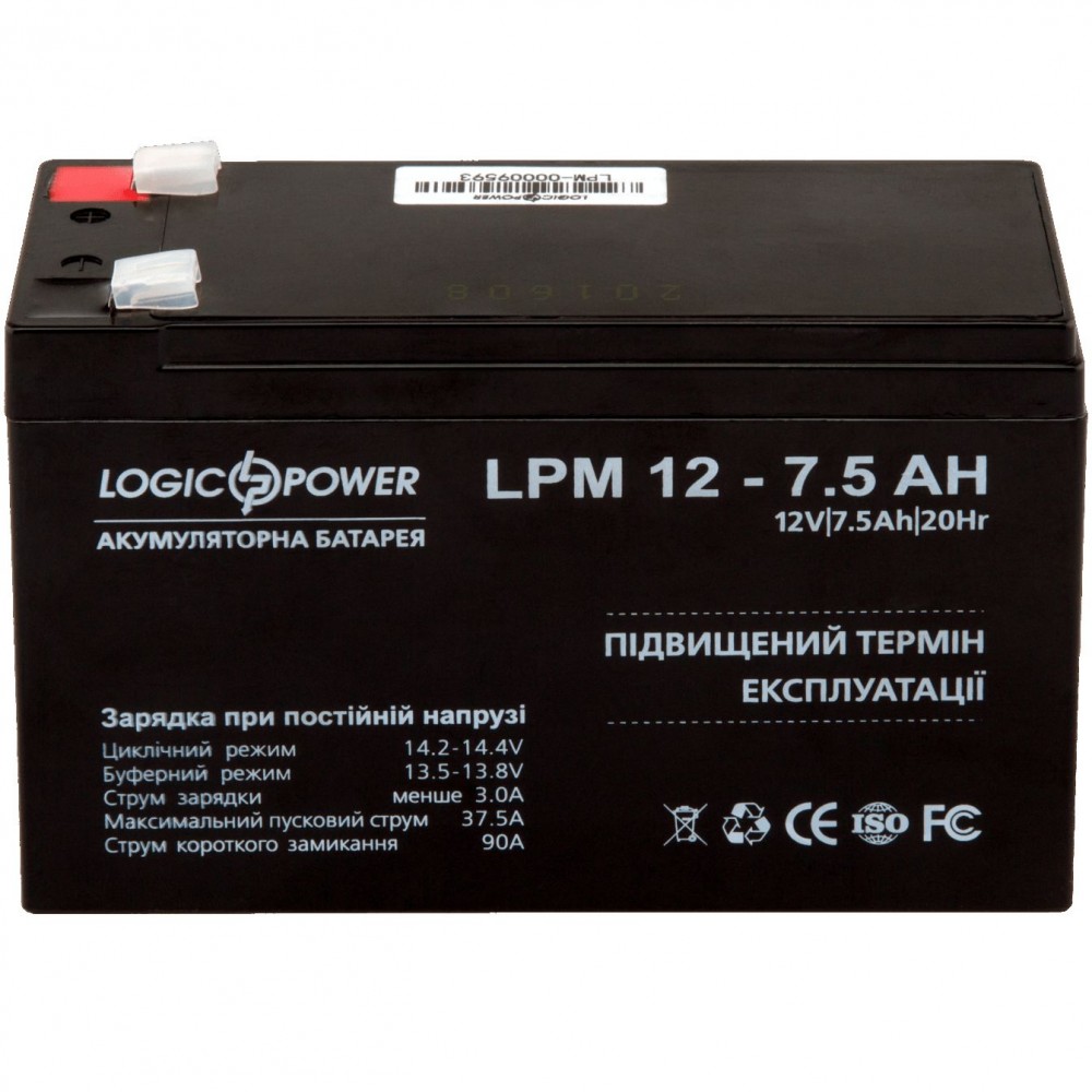 Аккумуляторная батарея LogicPower 12V 7.5AH (LPM 12 – 7,5 AH) AGM