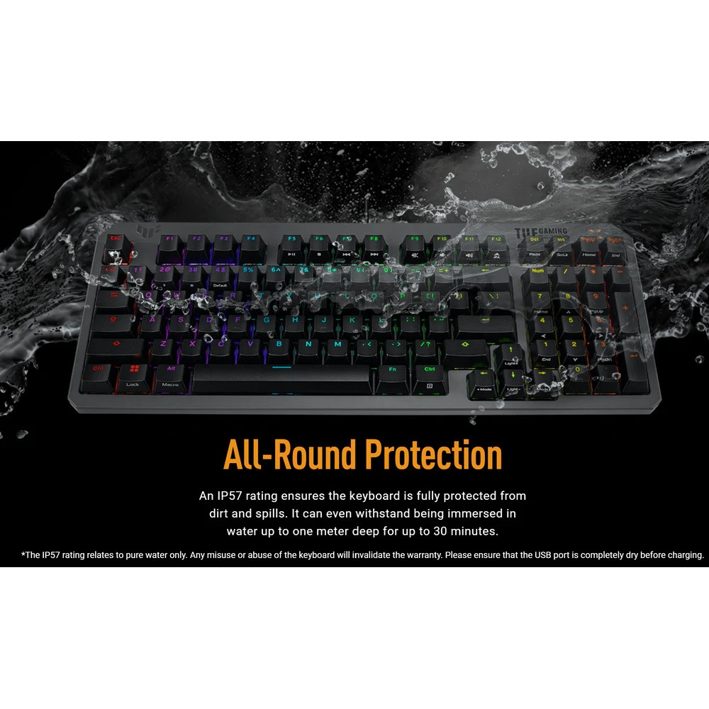 Клавиатура Asus TUF Gaming K3 Gen II Opti-Mech RGB 97key Switches ABS Black (90MP0390-BKMA00)