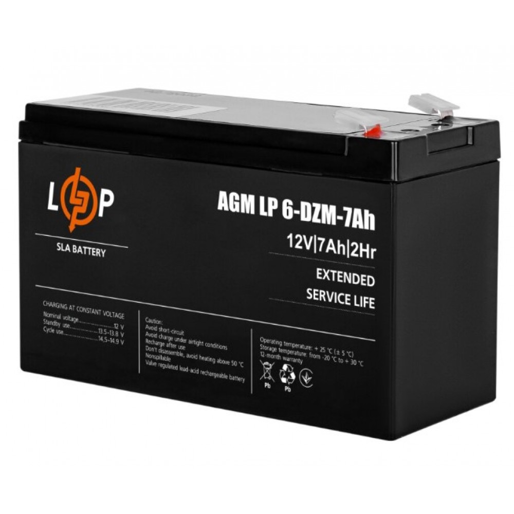 Акумуляторна батарея LogicPower 12V 7AH (LP 6-DZM-7 Ah) AGM