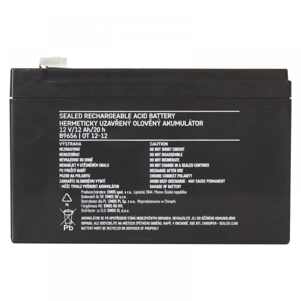 Аккумуляторная батарея Emos B9656 12V 12AH (FAST.6.3 MM) AGM