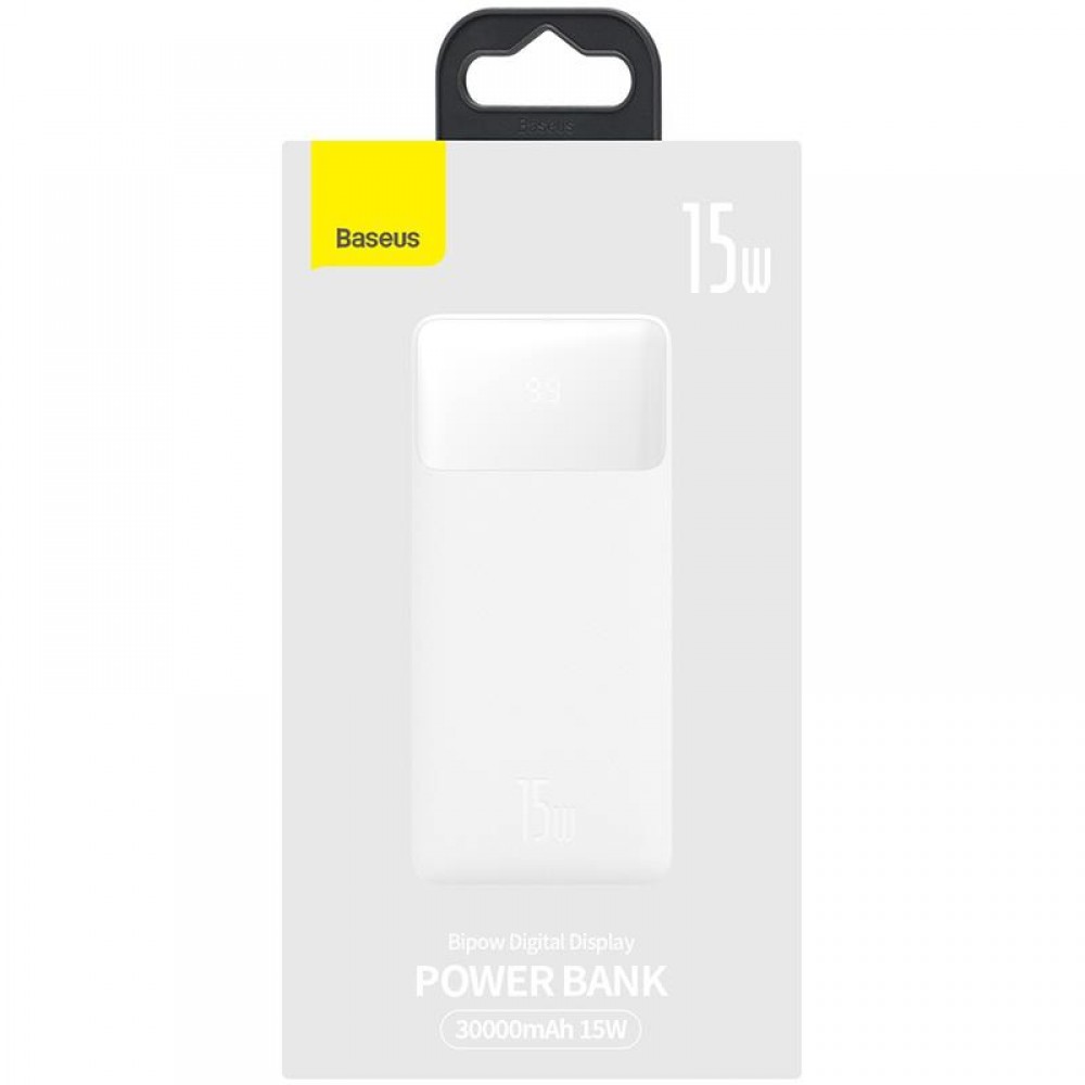 Універсальна мобільна батарея Baseus Bipow Digital Display 15W 30000mAh White (PPDML-K02)